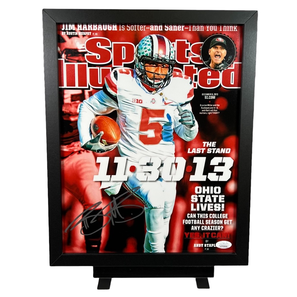 BRAXTON MILLER NCAA OHIO STATE SIGNED AUTOGRAPHED OVERSIZED 11 X 14 JIM HARBAUGH